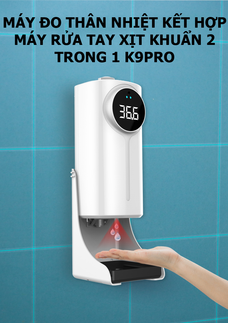 Máy đo thân nhiệt trán tích hợp khử khuẩn tay tự động K9 Pro Dual