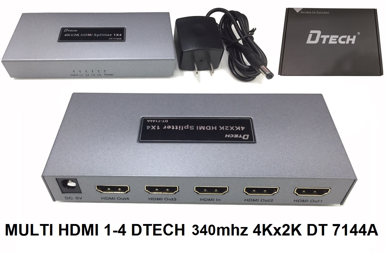 Bộ chia HDMI 1 ra 4 hỗ trợ 4K-2K chính hãng DTECH DT-7144A